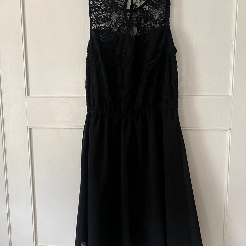 Girls Black Lace Bodice A-Line Dress